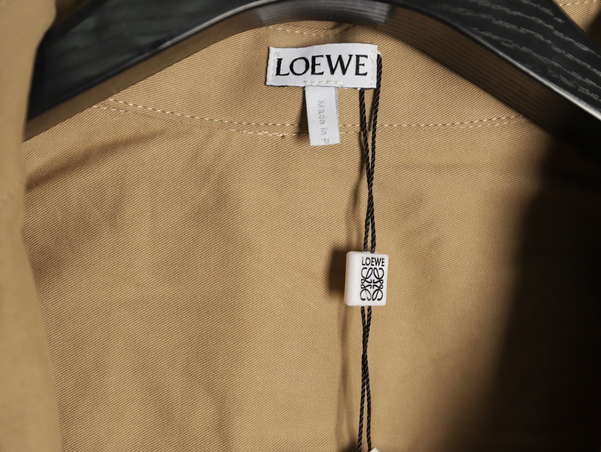 Loewe Khaki Two-Tone Emblem Long-Sleeve Shirt