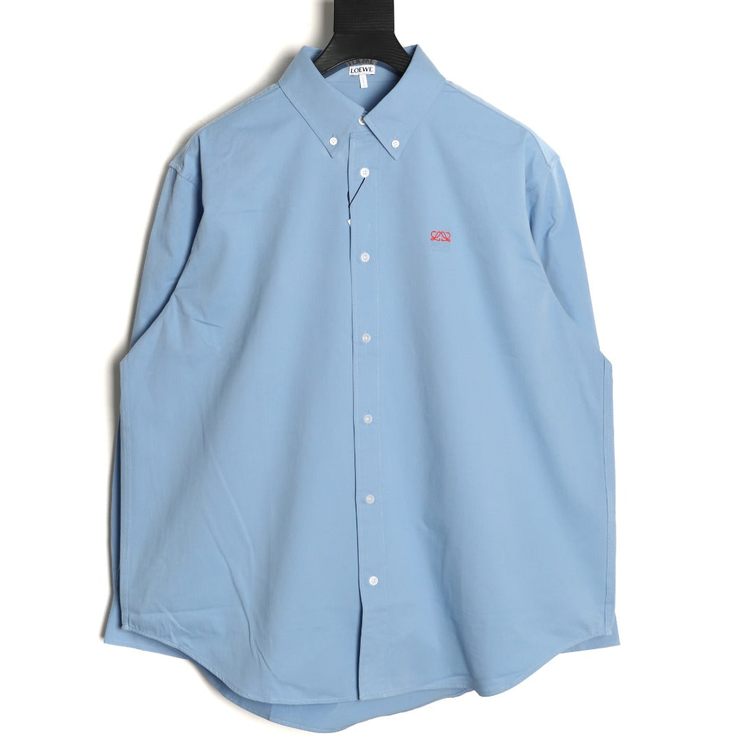 Loewe Light Blue Two-Tone Emblem Long-Sleeve Shirt