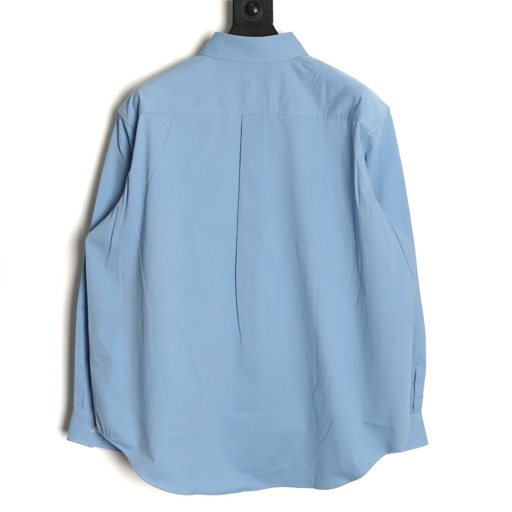 Loewe Light Blue Two-Tone Emblem Long-Sleeve Shirt