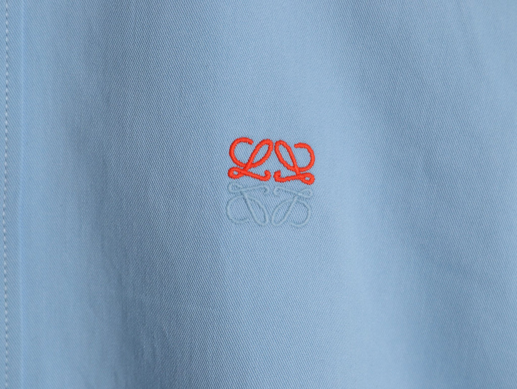 Loewe Light Blue Two-Tone Emblem Long-Sleeve Shirt