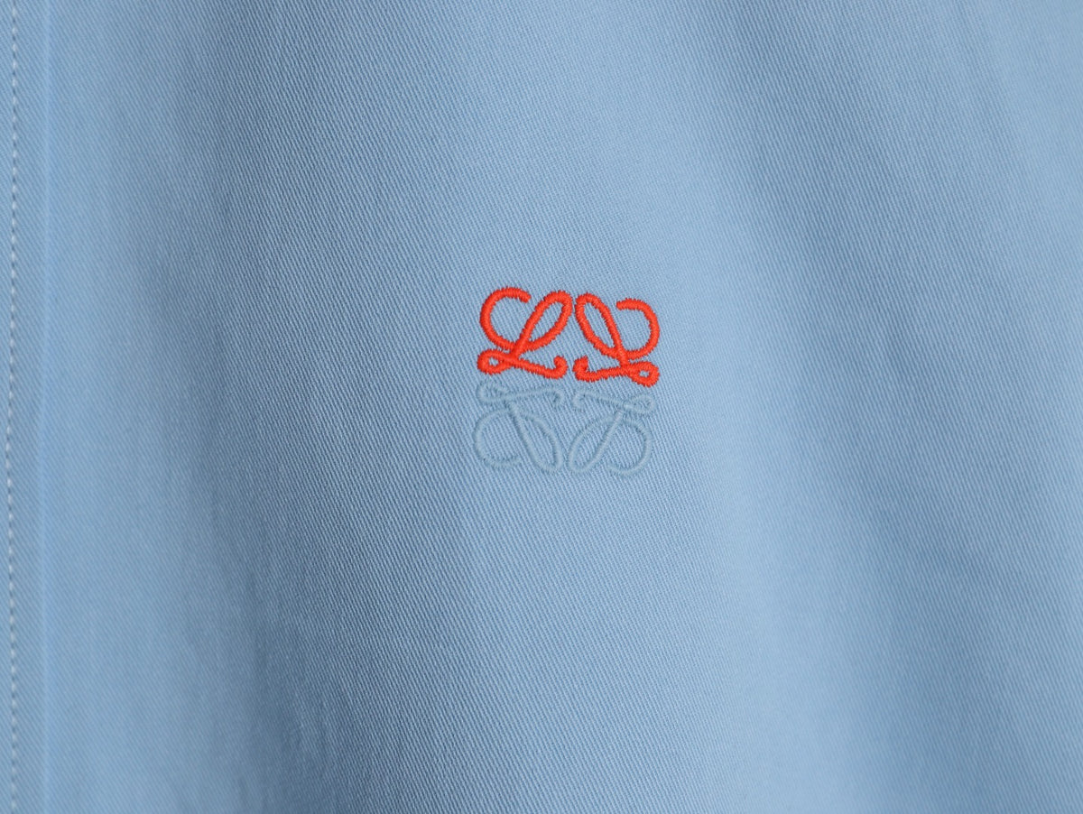 Loewe Light Blue Two-Tone Emblem Long-Sleeve Shirt