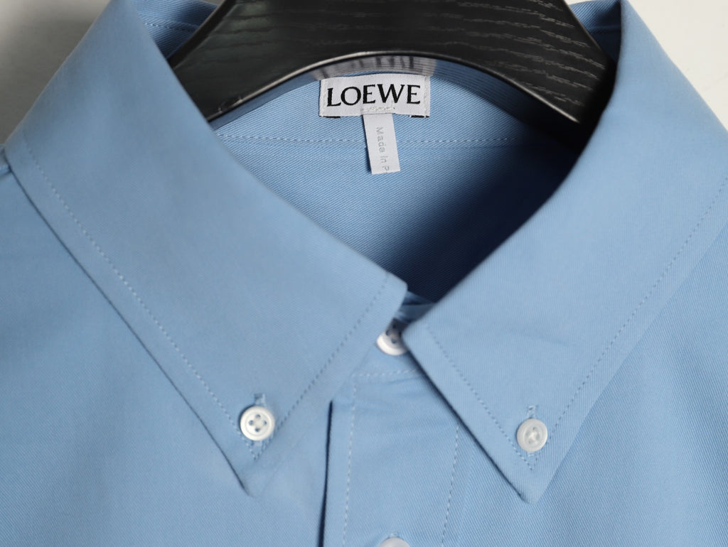 Loewe Light Blue Two-Tone Emblem Long-Sleeve Shirt