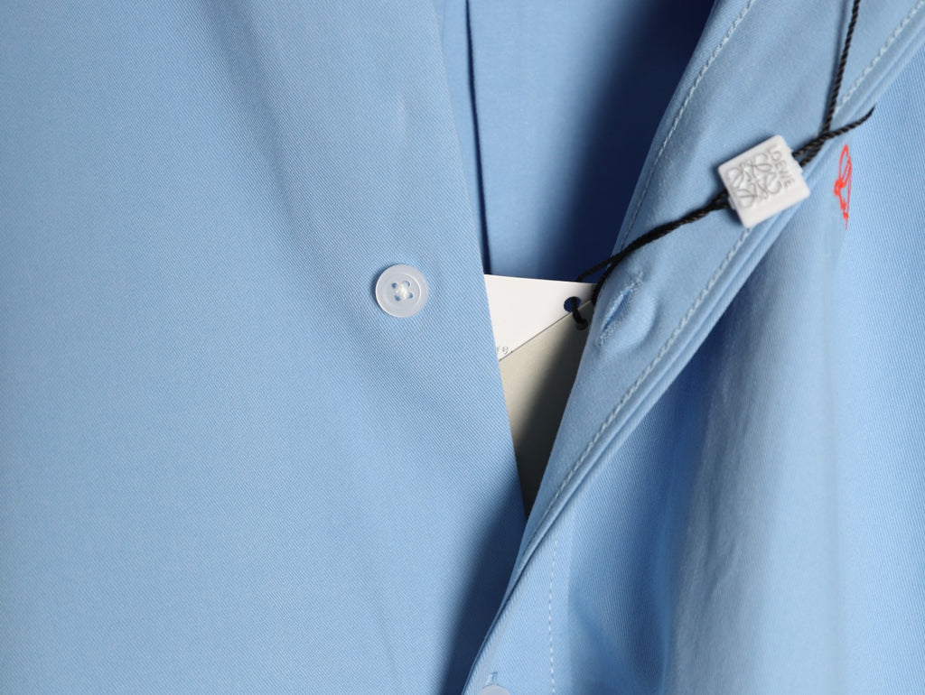 Loewe Light Blue Two-Tone Emblem Long-Sleeve Shirt