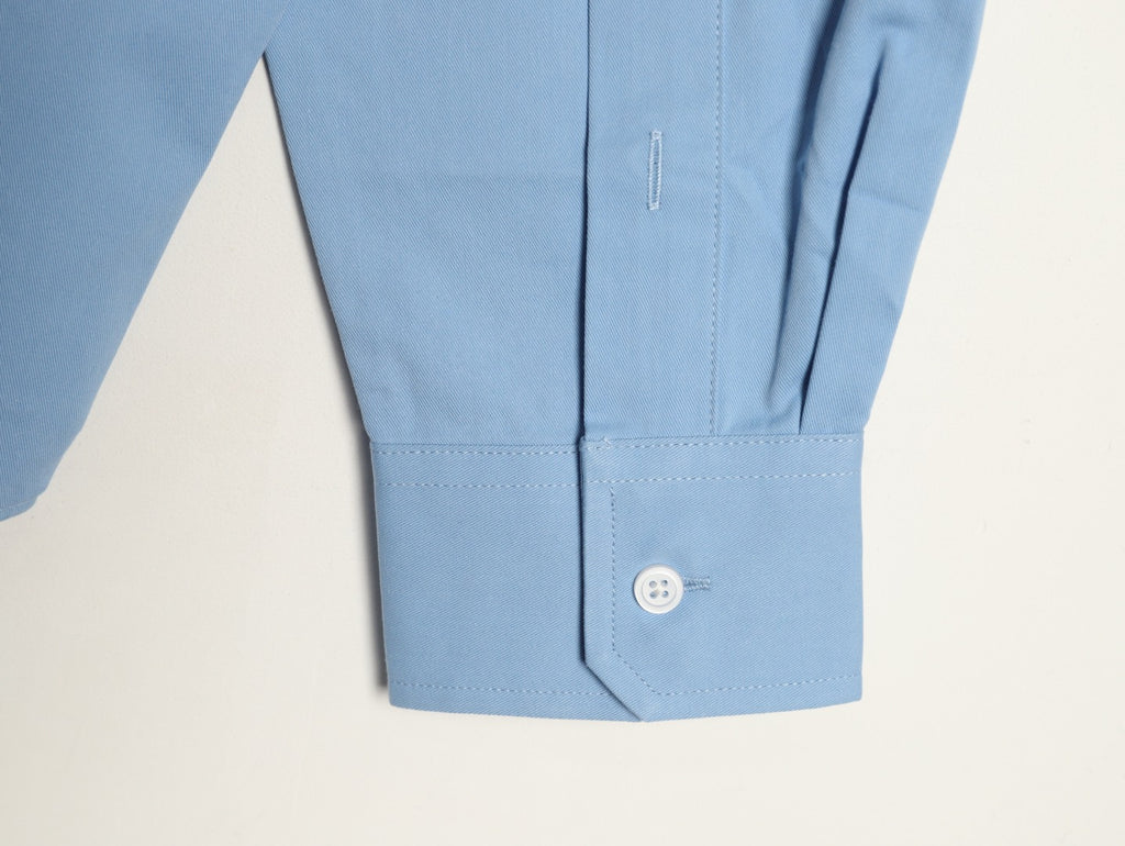 Loewe Light Blue Two-Tone Emblem Long-Sleeve Shirt