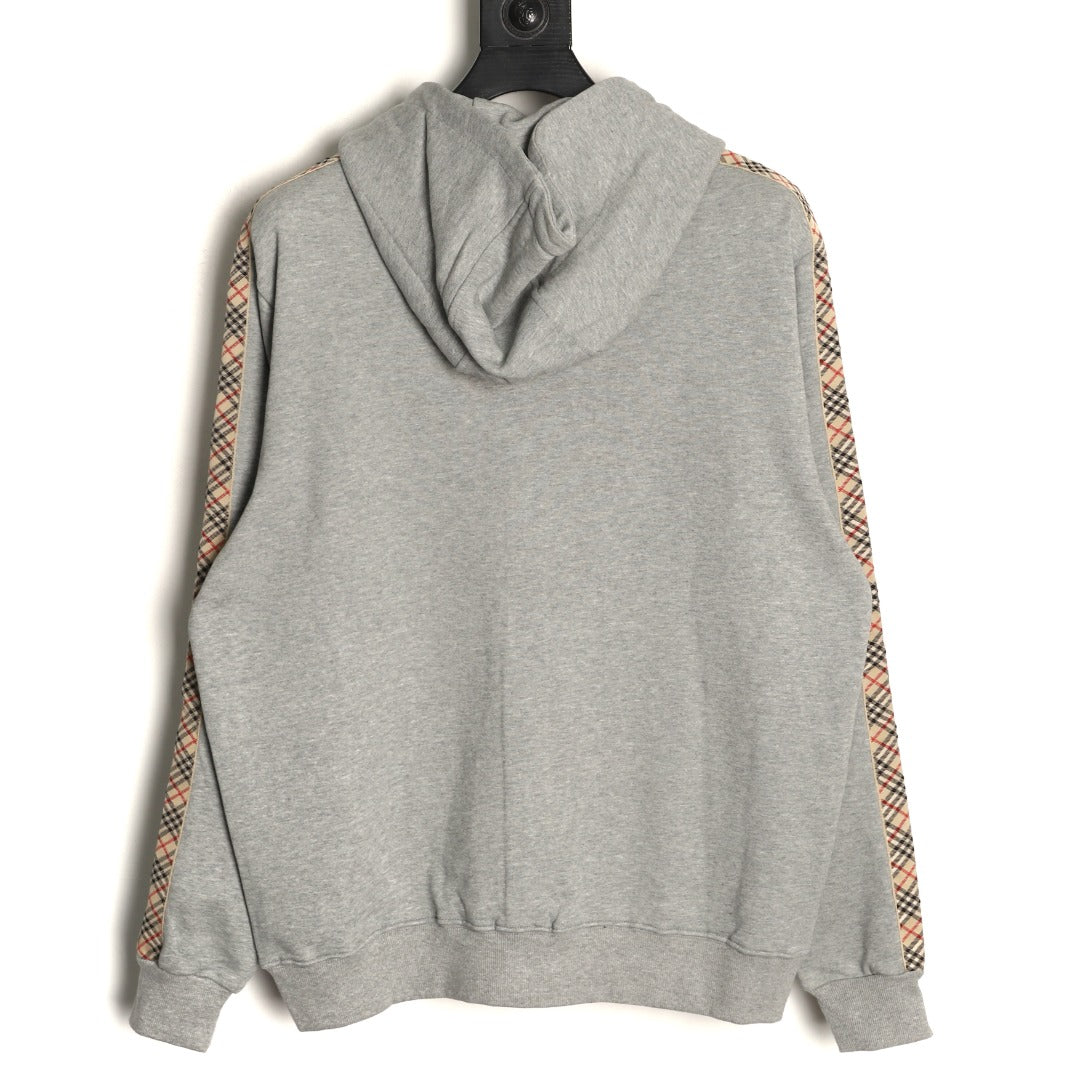 Burberry 25FW Gray Check-Trim Zip Hoodie Jacket