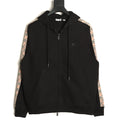 Burberry 25FW Black Check-Trim Zip Hoodie Jacket