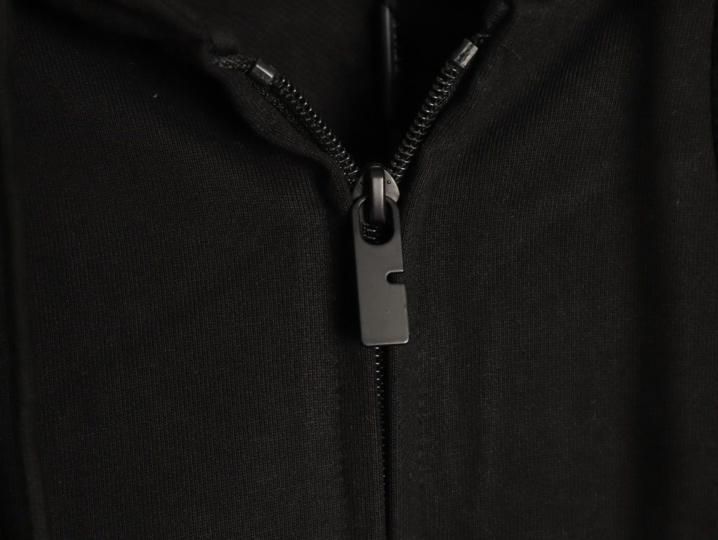 Burberry 25FW Black Check-Trim Zip Hoodie Jacket