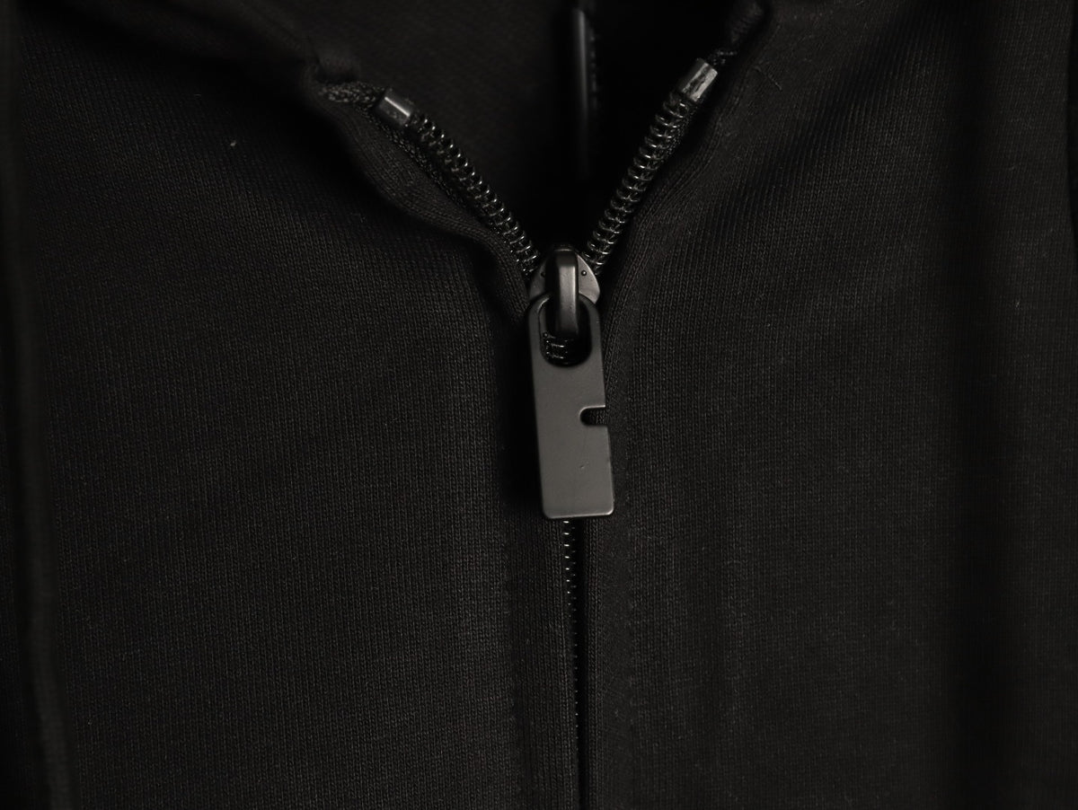 Burberry 25FW Black Check-Trim Zip Hoodie Jacket