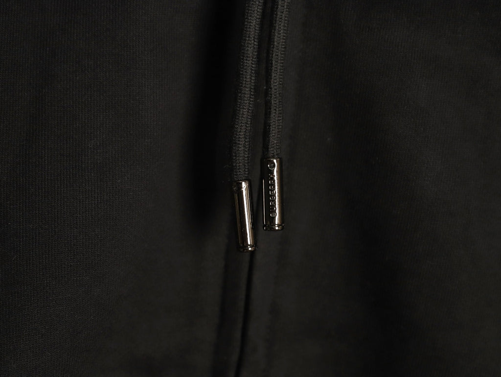 Burberry 25FW Black Check-Trim Zip Hoodie Jacket