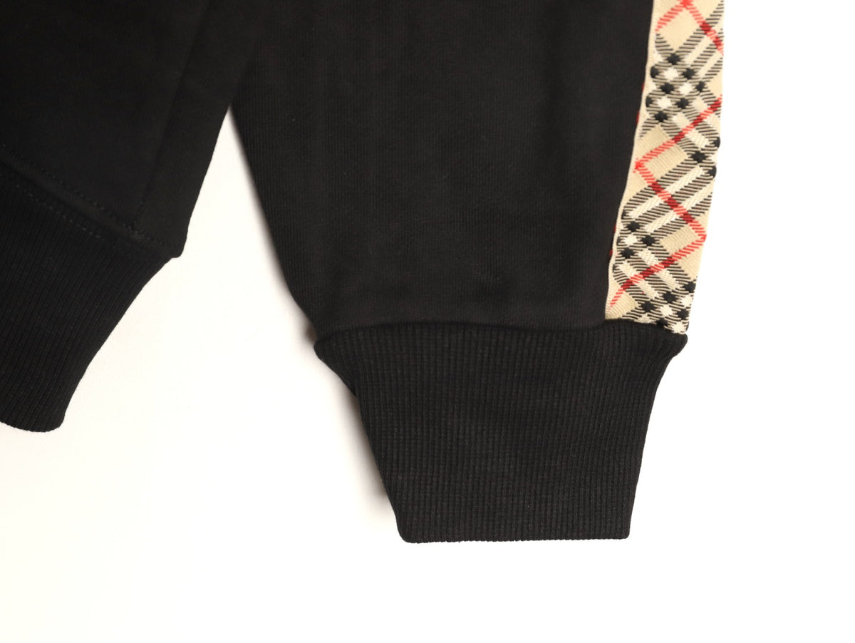 Burberry 25FW Black Check-Trim Zip Hoodie Jacket