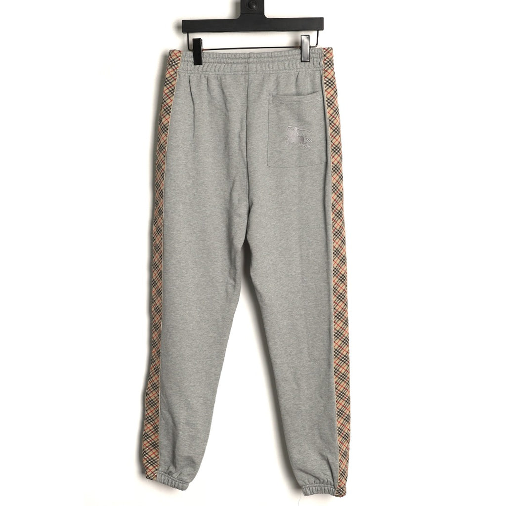 Burberry 25FW Gray Check-Side-Trim Drawstring Pants