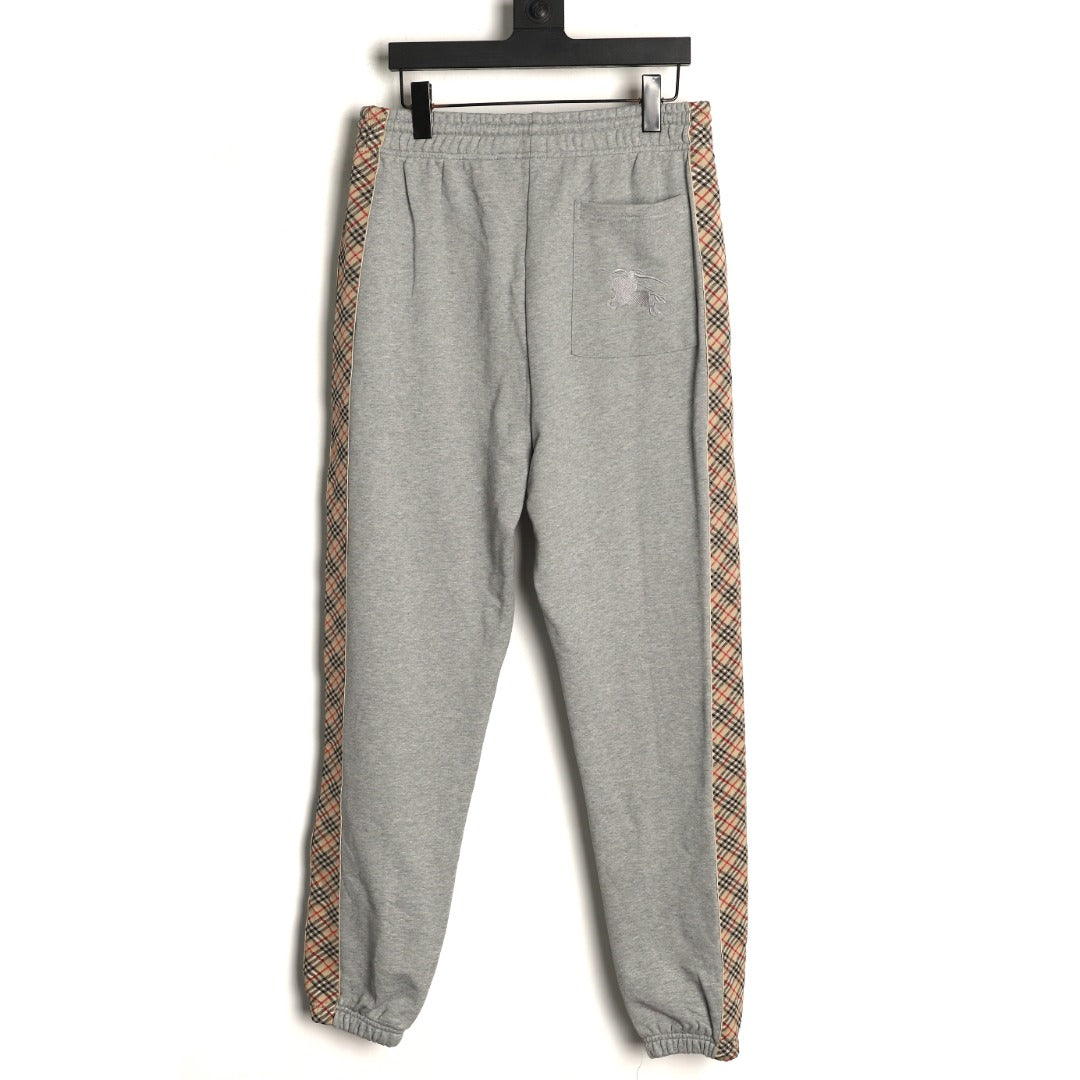 Burberry 25FW Gray Check-Side-Trim Drawstring Pants