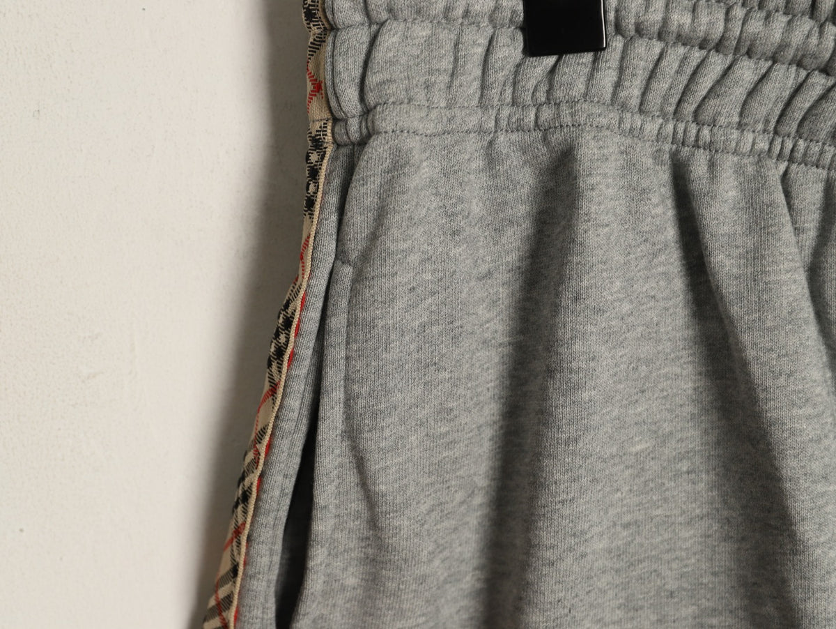 Burberry 25FW Gray Check-Side-Trim Drawstring Pants