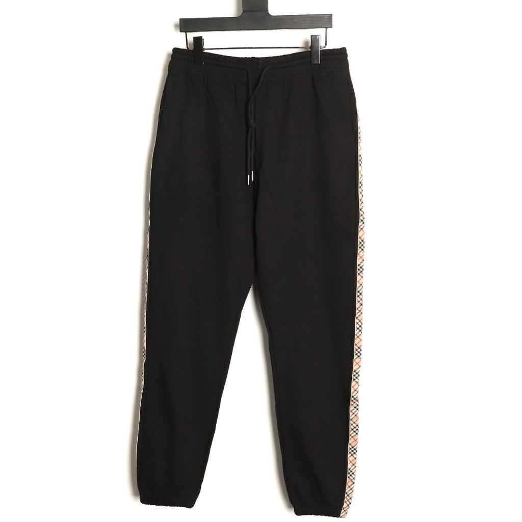 Burberry 25FW Black Check-Side-Trim Drawstring Pants
