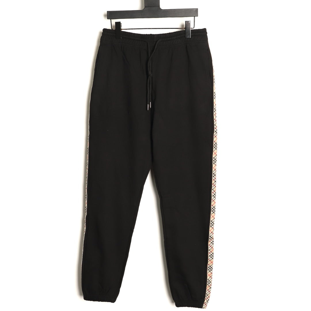 Burberry 25FW Black Check-Side-Trim Drawstring Pants