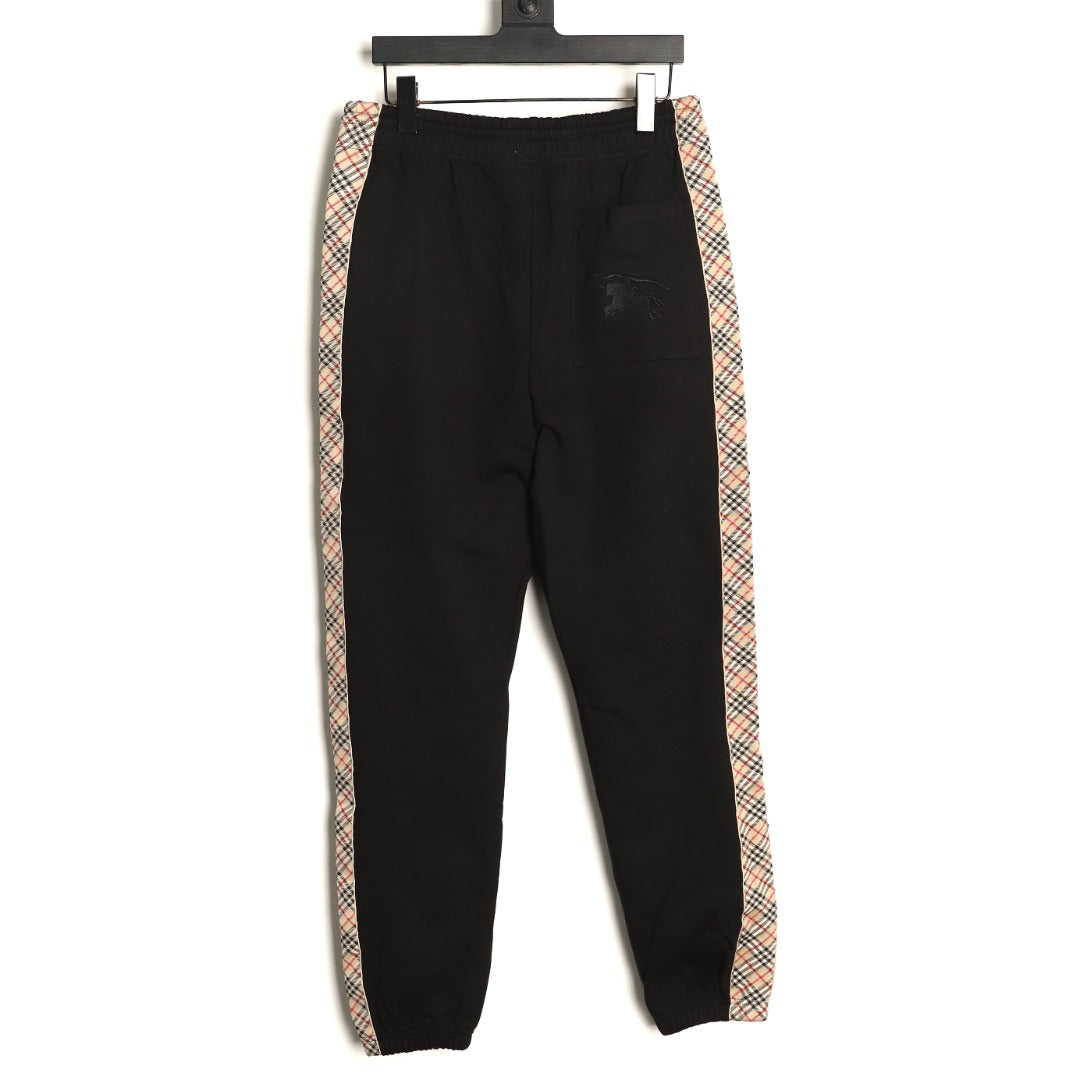 Burberry 25FW Black Check-Side-Trim Drawstring Pants