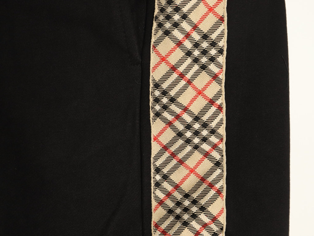 Burberry 25FW Black Check-Side-Trim Drawstring Pants