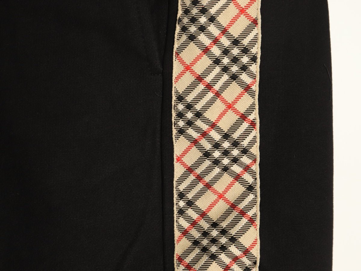 Burberry 25FW Black Check-Side-Trim Drawstring Pants