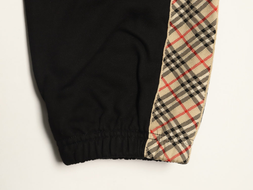 Burberry 25FW Black Check-Side-Trim Drawstring Pants
