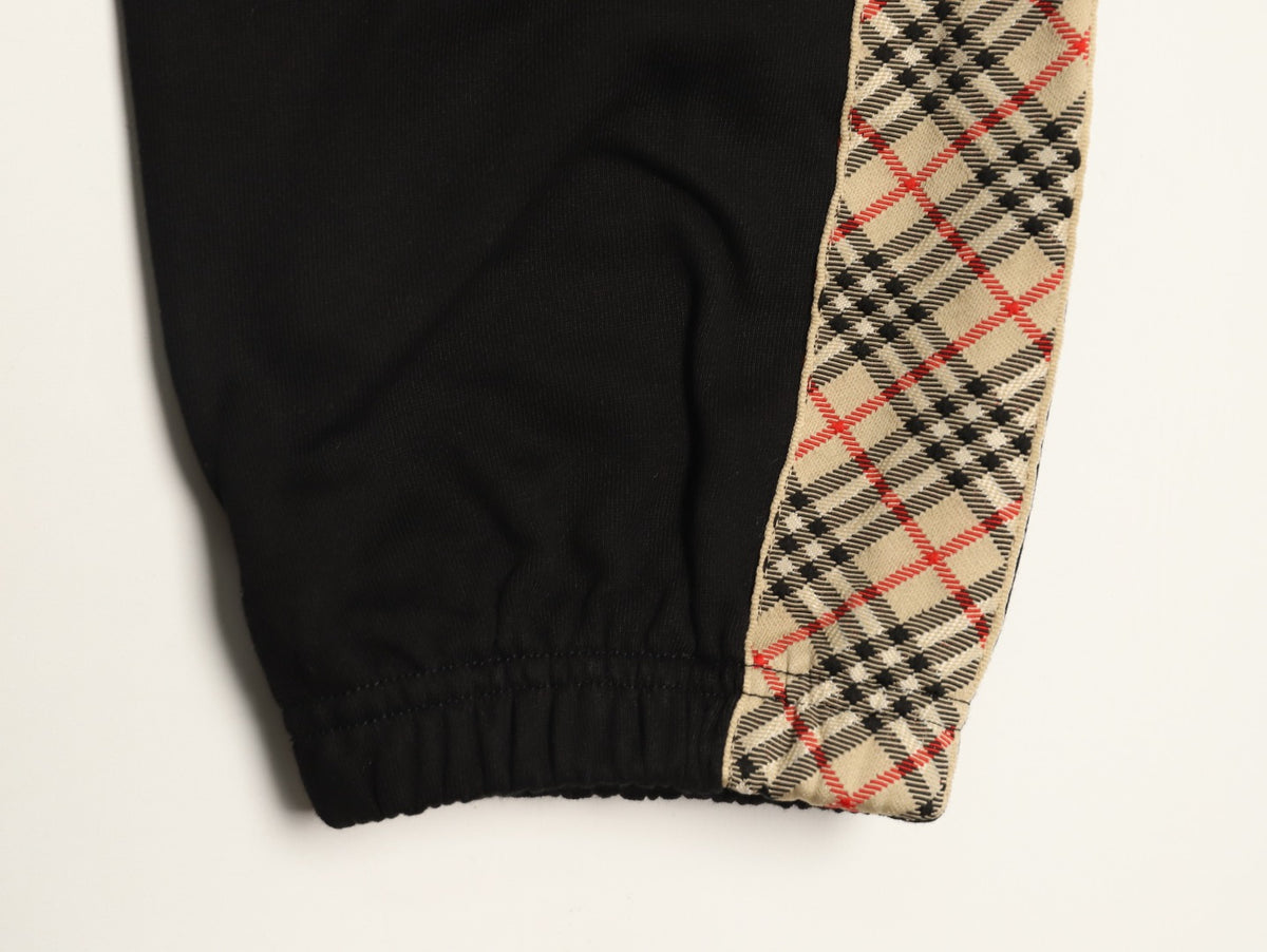 Burberry 25FW Black Check-Side-Trim Drawstring Pants