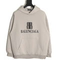 Balenciaga 25FW Light Beige Double-B Graphic Pullover Hoodie