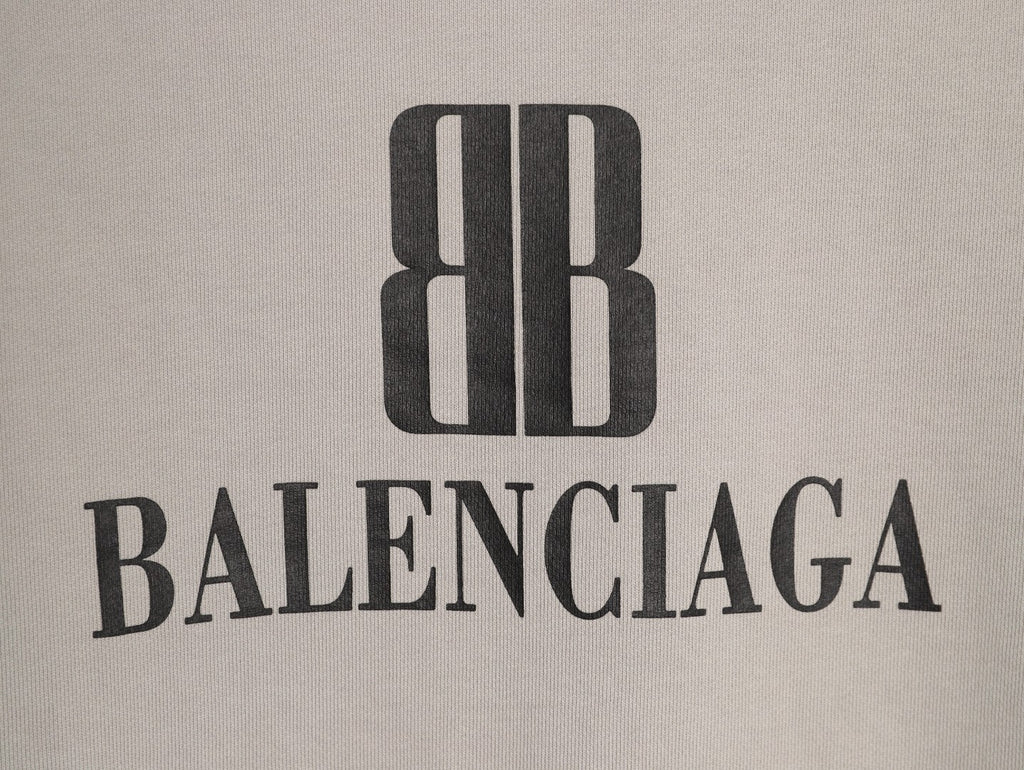 Balenciaga 25FW Light Beige Double-B Graphic Pullover Hoodie