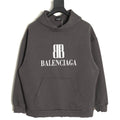 Balenciaga 25FW Charcoal Double-B Graphic Pullover Hoodie