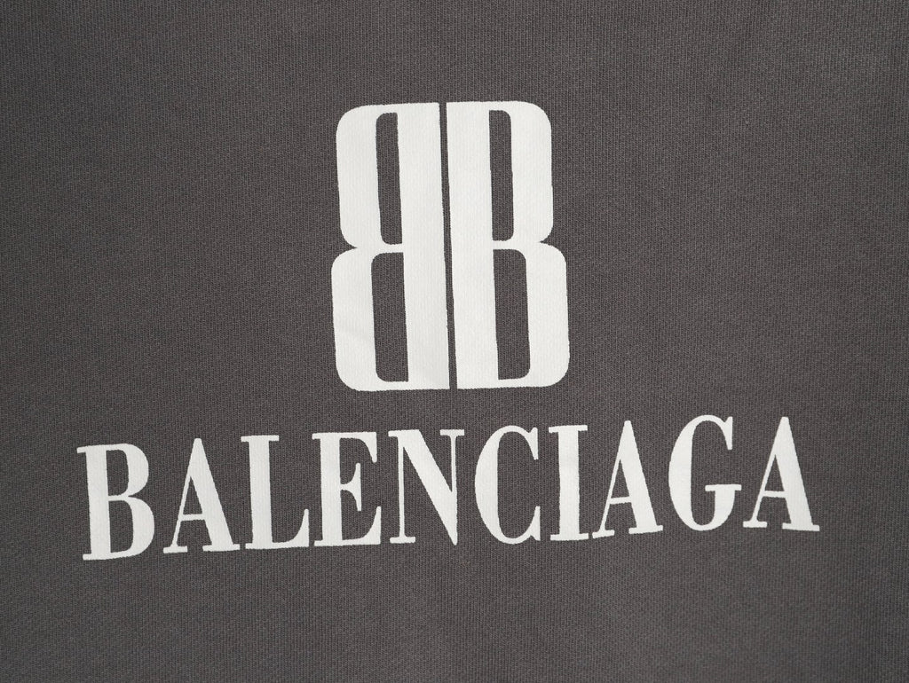 Balenciaga 25FW Charcoal Double-B Graphic Pullover Hoodie