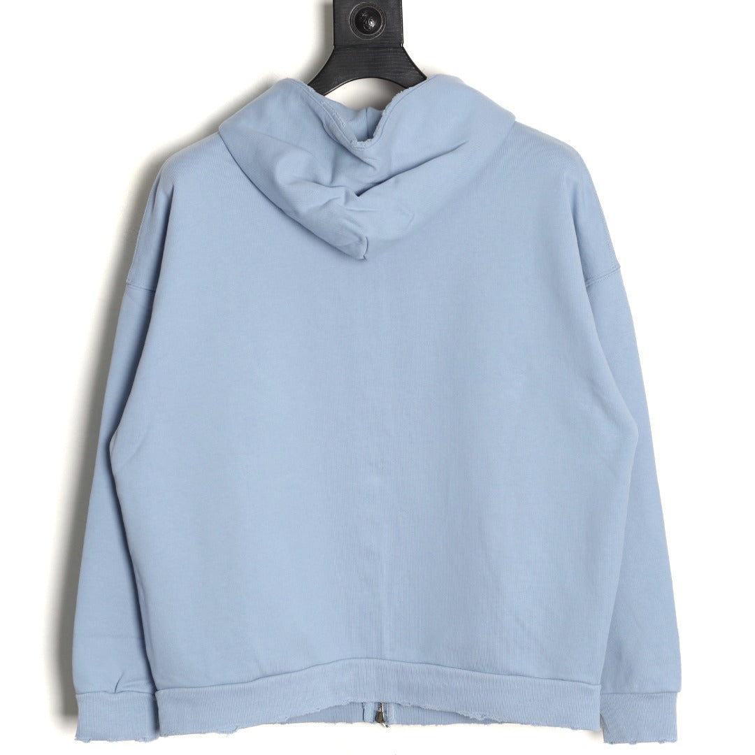 Balenciaga 25FW Light Blue Multicolor-Letter Zip Hoodie Jacket