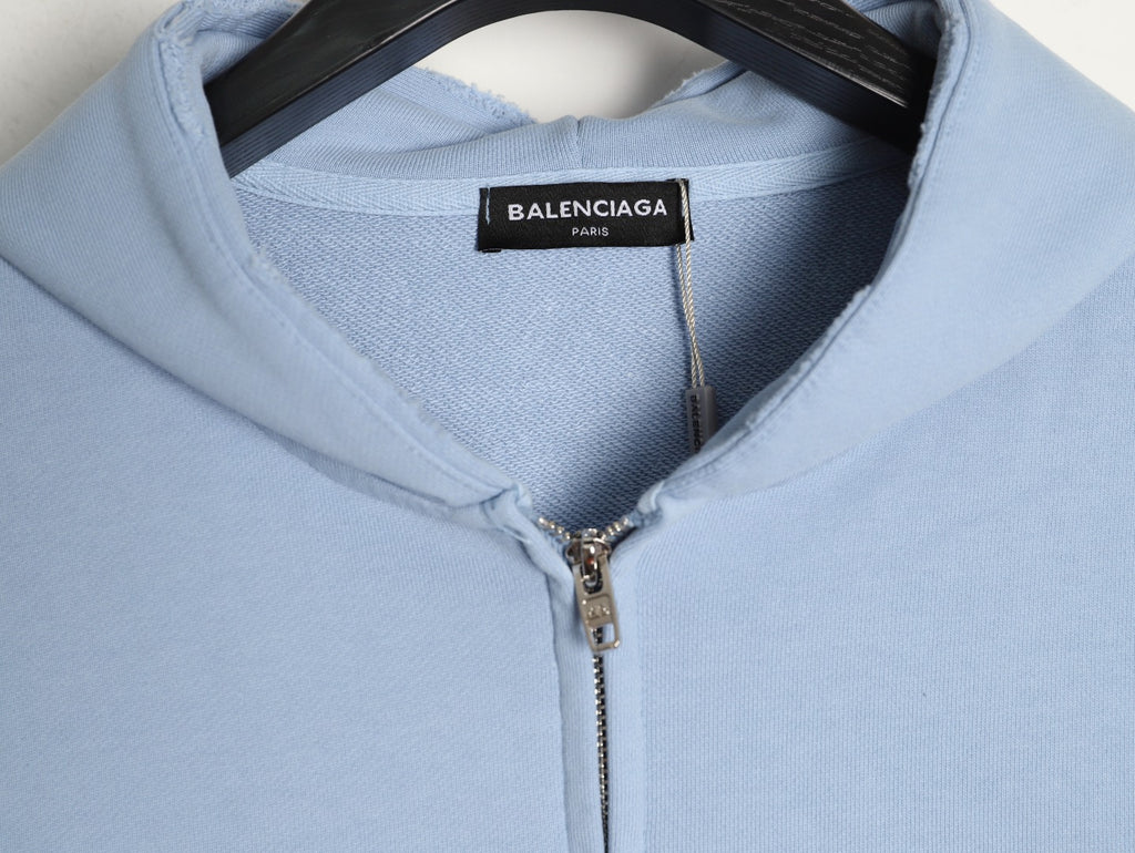 Balenciaga 25FW Light Blue Multicolor-Letter Zip Hoodie Jacket