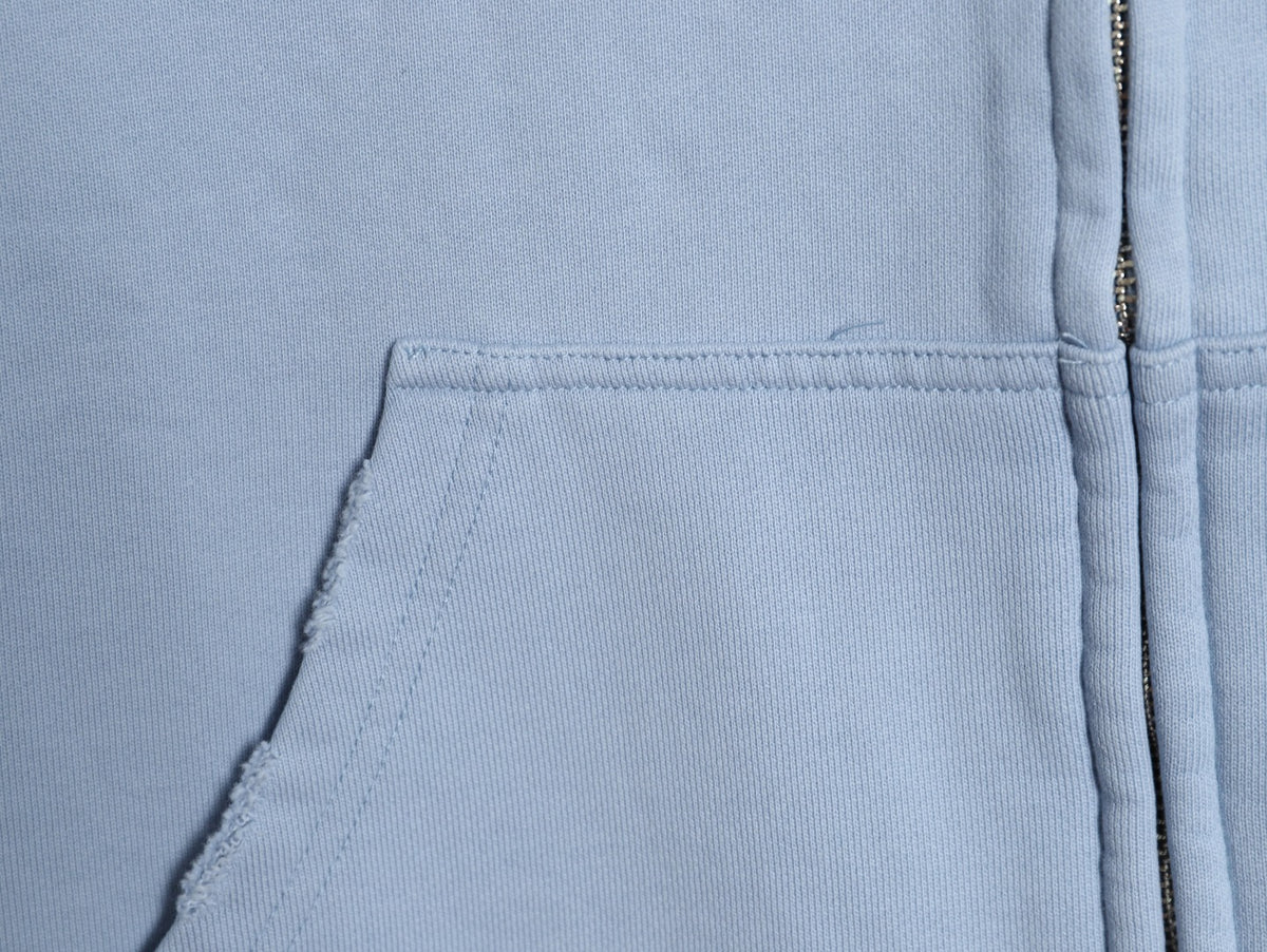 Balenciaga 25FW Light Blue Multicolor-Letter Zip Hoodie Jacket