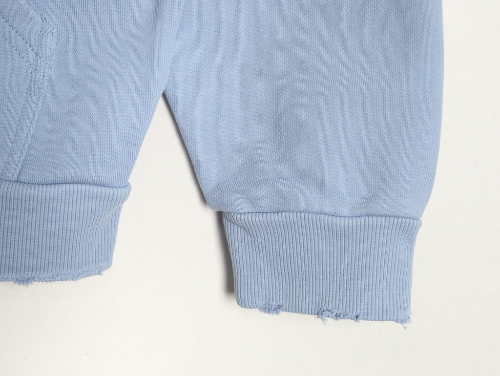 Balenciaga 25FW Light Blue Multicolor-Letter Zip Hoodie Jacket