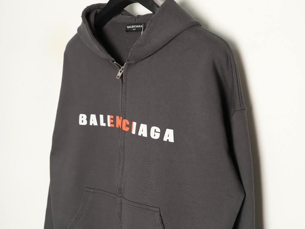 Balenciaga 25FW Charcoal Multicolor-Letter Zip Hoodie Jacket