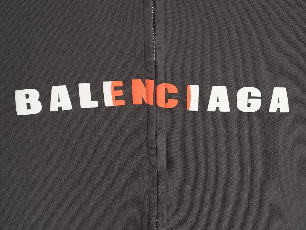 Balenciaga 25FW Charcoal Multicolor-Letter Zip Hoodie Jacket
