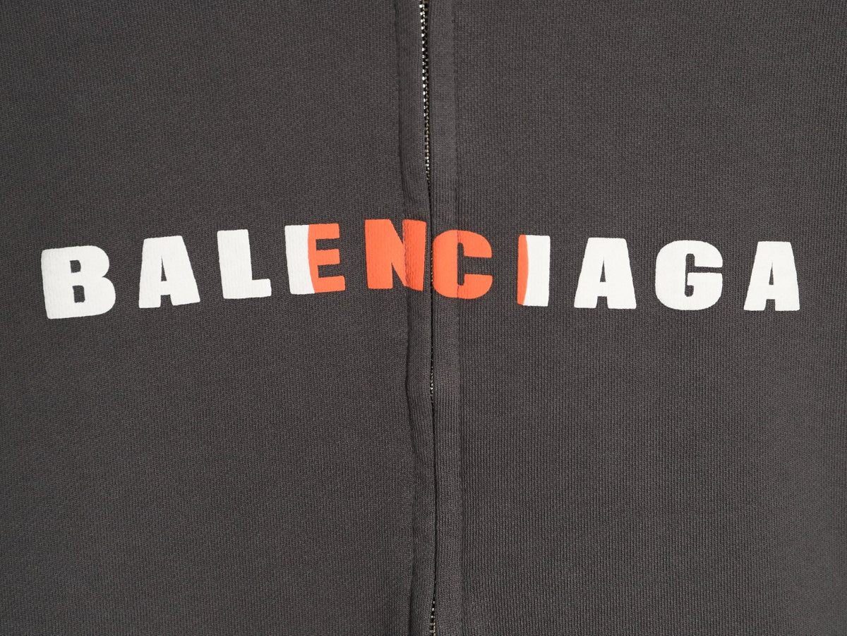Balenciaga 25FW Charcoal Multicolor-Letter Zip Hoodie Jacket