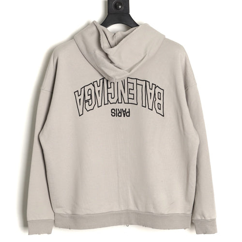 Balenciaga 25FW Light Beige Inverted Back-Letter Zip Hoodie Jacket