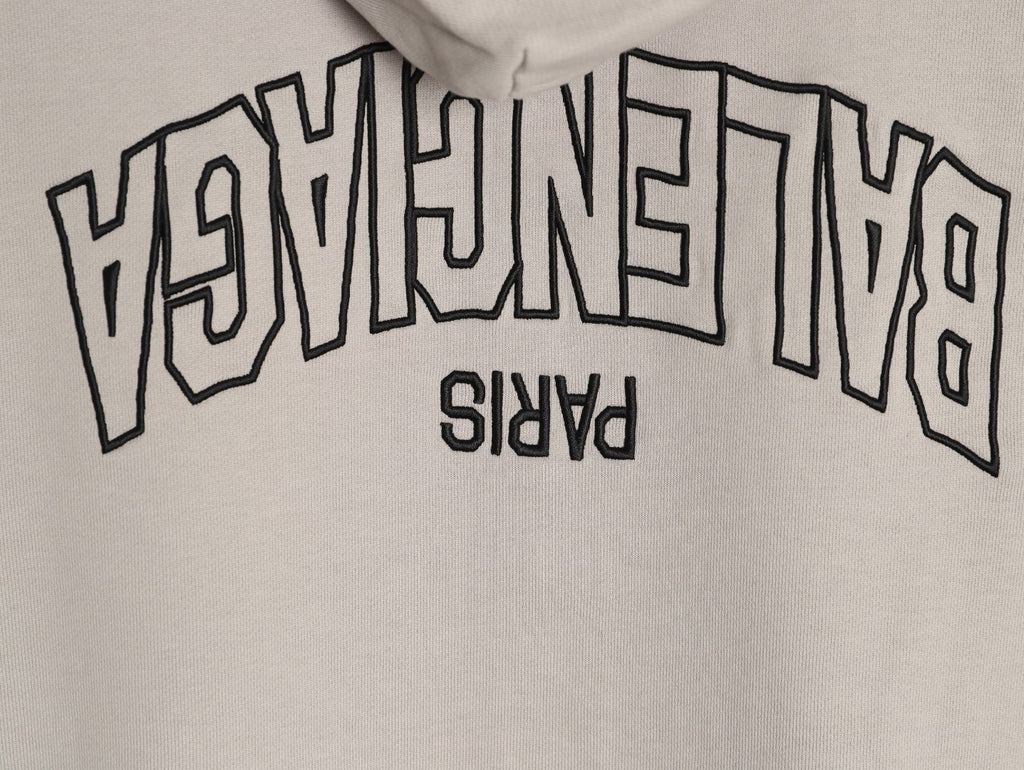Balenciaga 25FW Light Beige Inverted Back-Letter Zip Hoodie Jacket