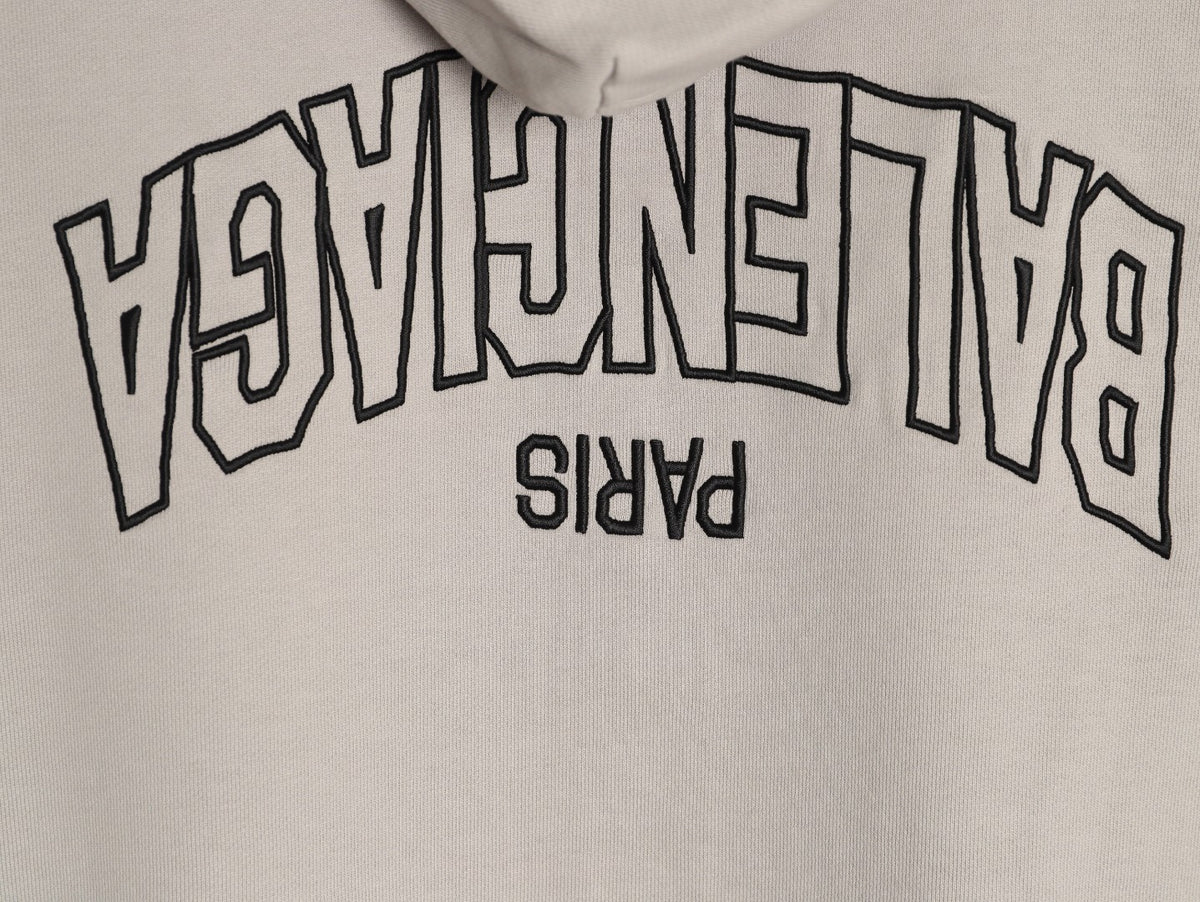 Balenciaga 25FW Light Beige Inverted Back-Letter Zip Hoodie Jacket