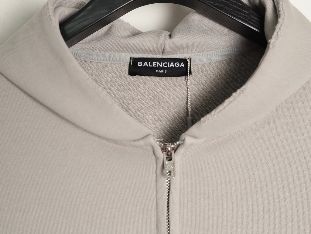 Balenciaga 25FW Light Beige Inverted Back-Letter Zip Hoodie Jacket