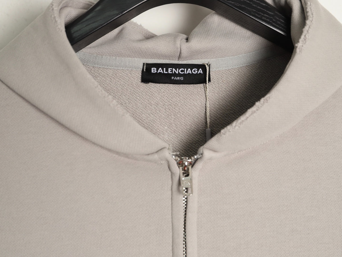 Balenciaga 25FW Light Beige Inverted Back-Letter Zip Hoodie Jacket