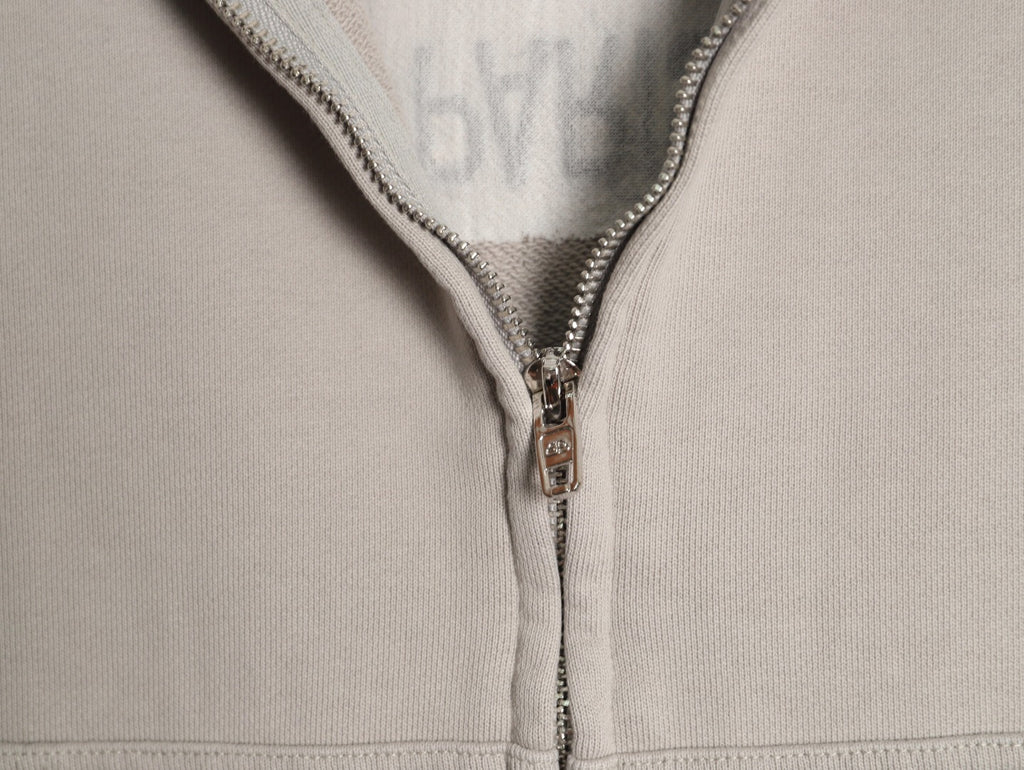Balenciaga 25FW Light Beige Inverted Back-Letter Zip Hoodie Jacket
