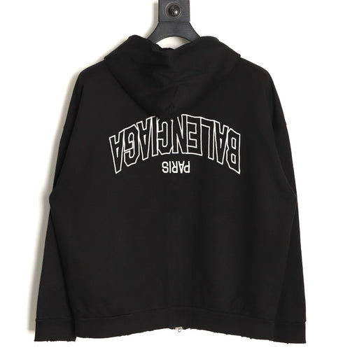 Balenciaga 25FW Black Inverted Back-Letter Zip Hoodie Jacket