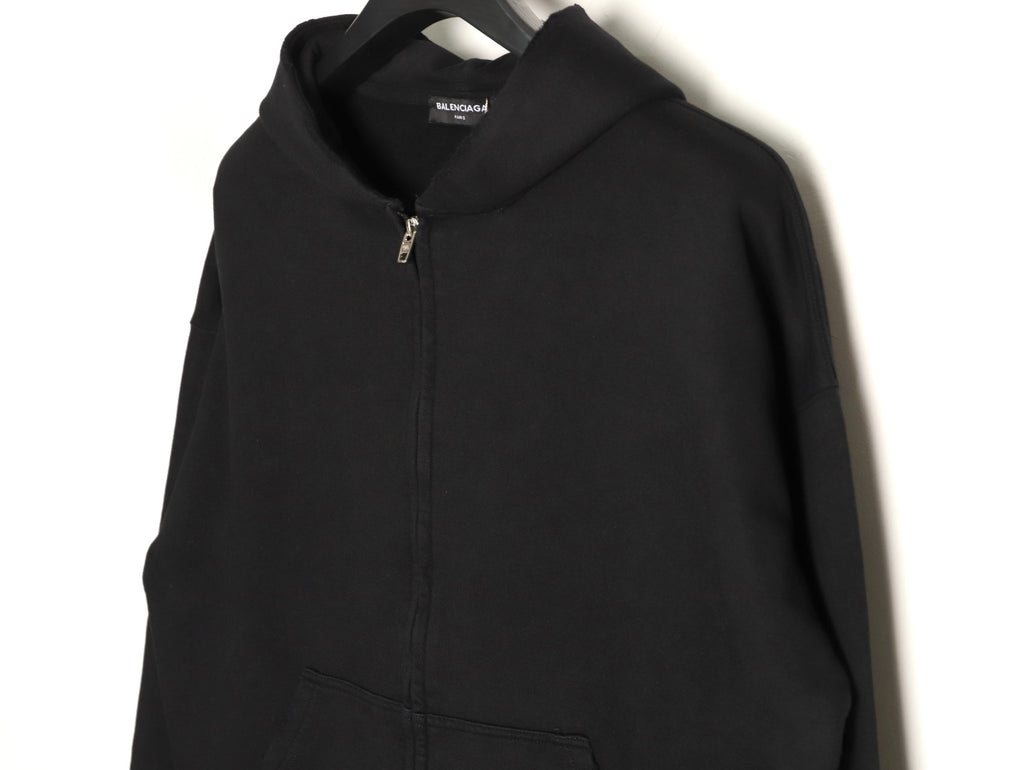 Balenciaga 25FW Black Inverted Back-Letter Zip Hoodie Jacket