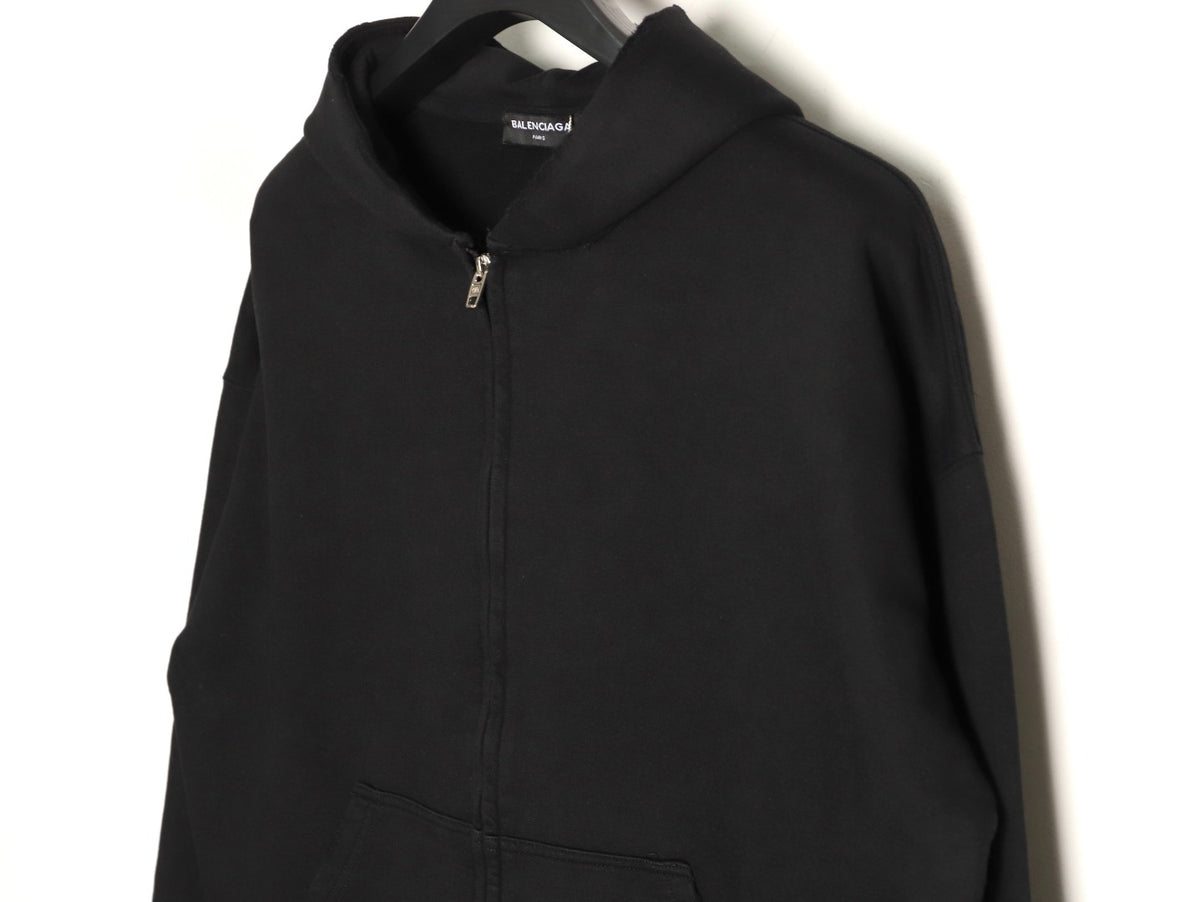 Balenciaga 25FW Black Inverted Back-Letter Zip Hoodie Jacket