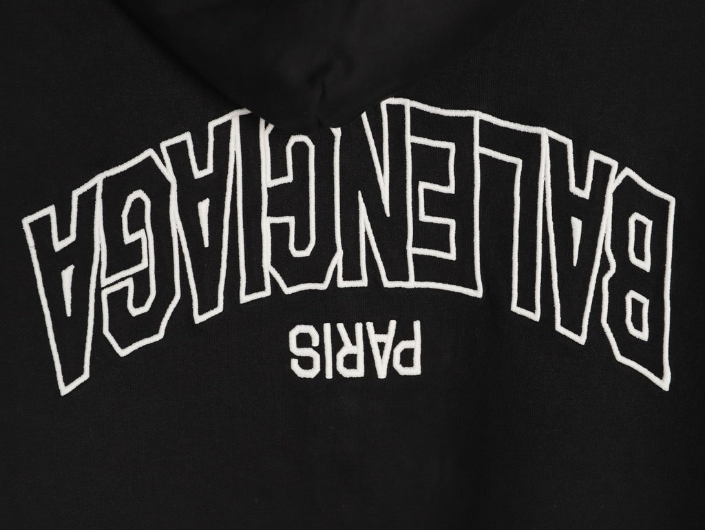 Balenciaga 25FW Black Inverted Back-Letter Zip Hoodie Jacket
