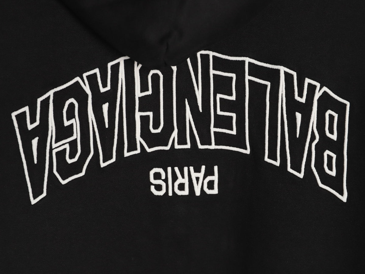 Balenciaga 25FW Black Inverted Back-Letter Zip Hoodie Jacket