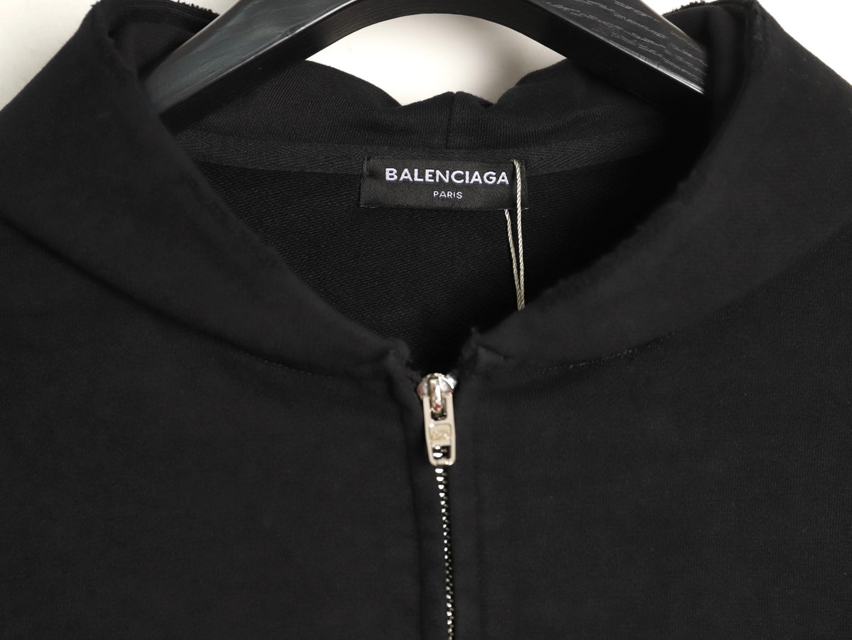 Balenciaga 25FW Black Inverted Back-Letter Zip Hoodie Jacket