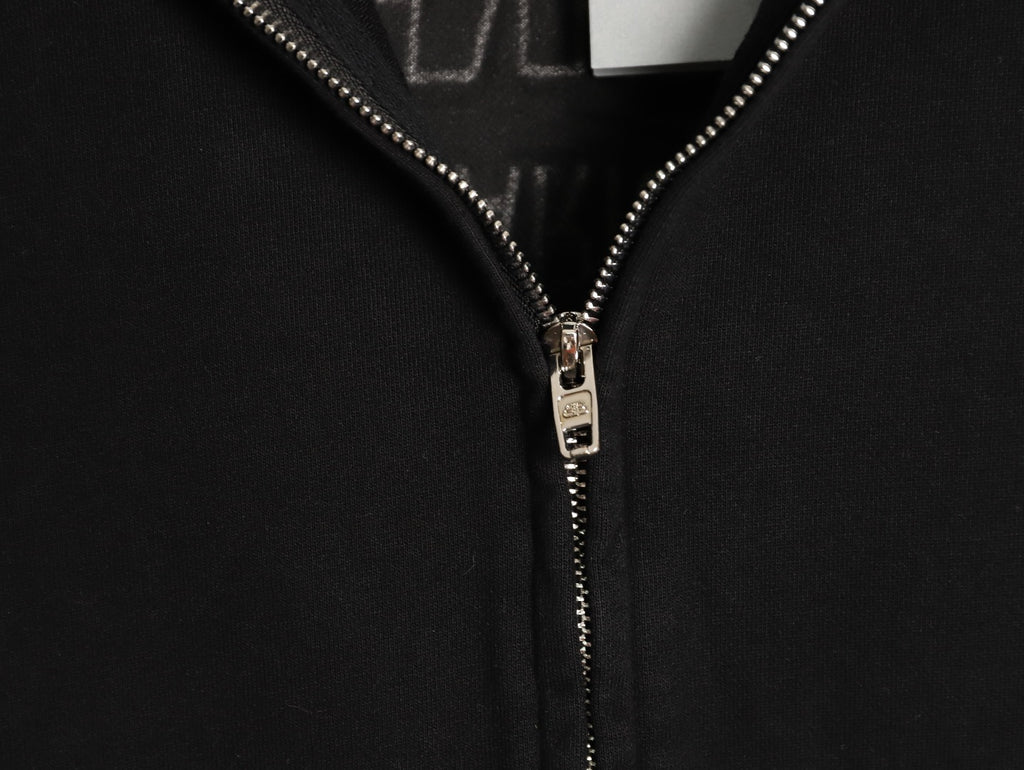 Balenciaga 25FW Black Inverted Back-Letter Zip Hoodie Jacket