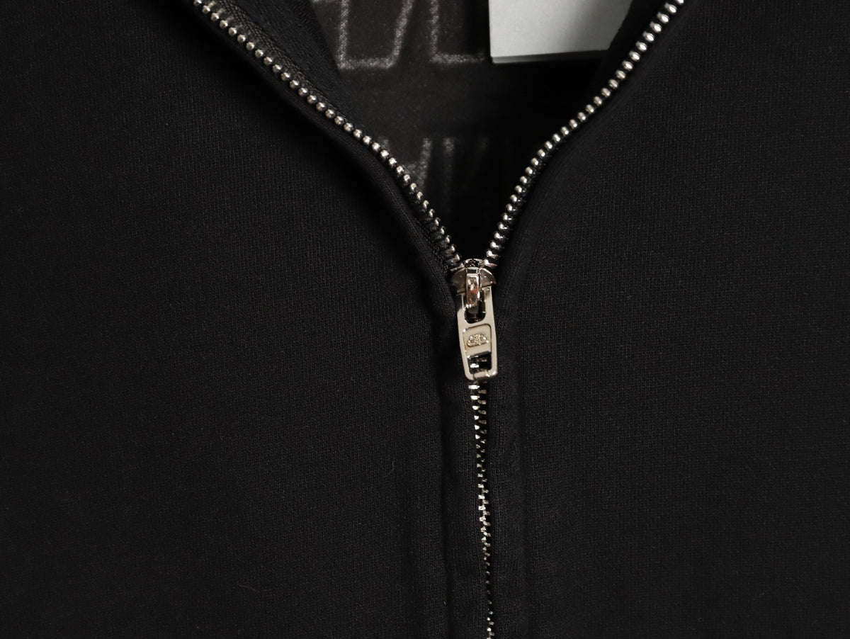 Balenciaga 25FW Black Inverted Back-Letter Zip Hoodie Jacket