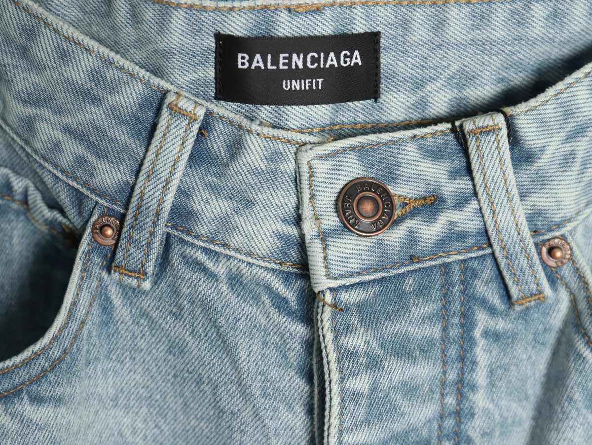 Balenciaga 25SS Light Blue Panel-Detail Wide-Leg Jeans